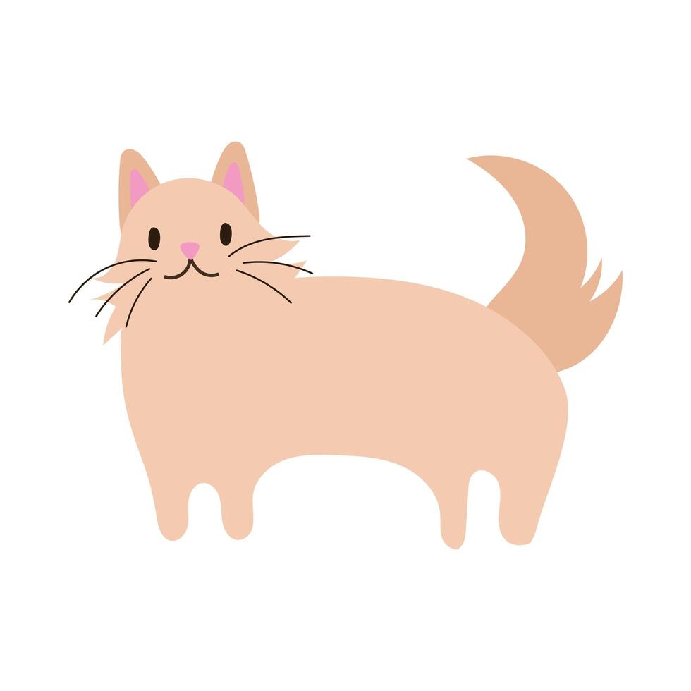 lindo gatito mascota mano dibujar icono de estilo vector