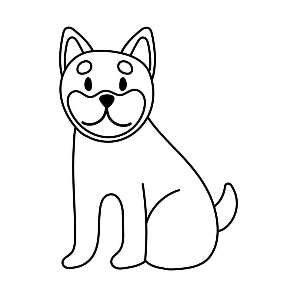 lindo perro mascota icono de estilo de línea vector