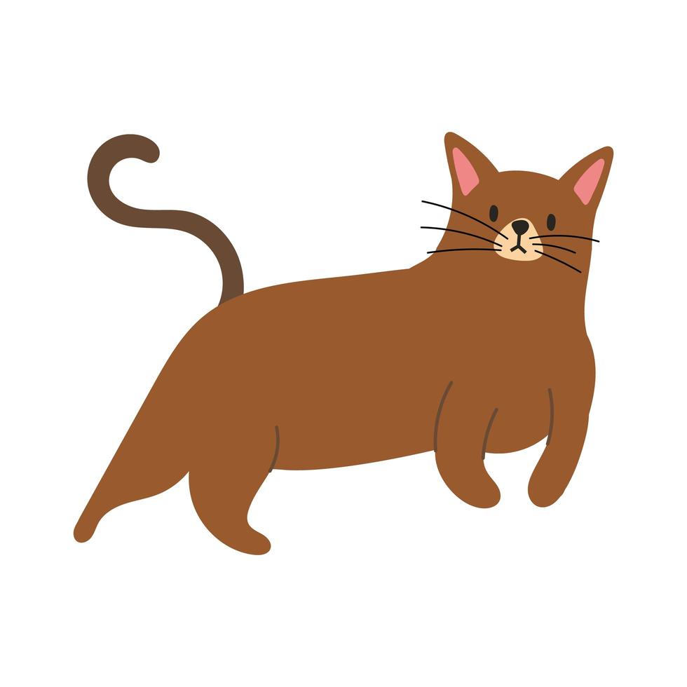 lindo gatito mascota mano dibujar icono de estilo vector