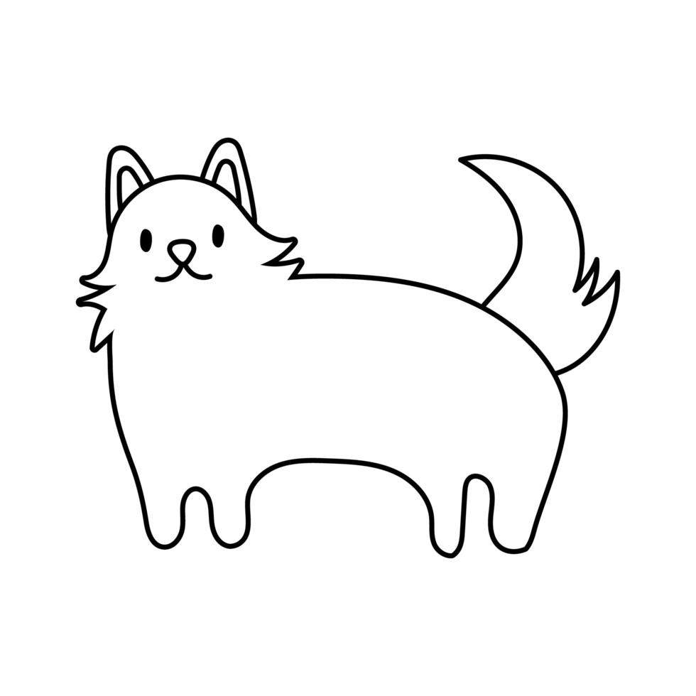 cute little cat pet line style icon vector