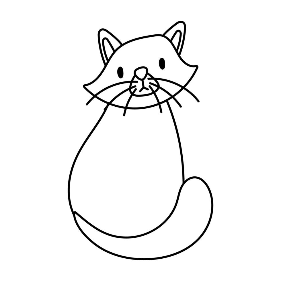 icono de estilo de línea de mascota de gato pequeño lindo vector