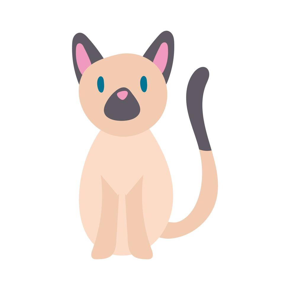 cute little cat pet hand draw style icon vector