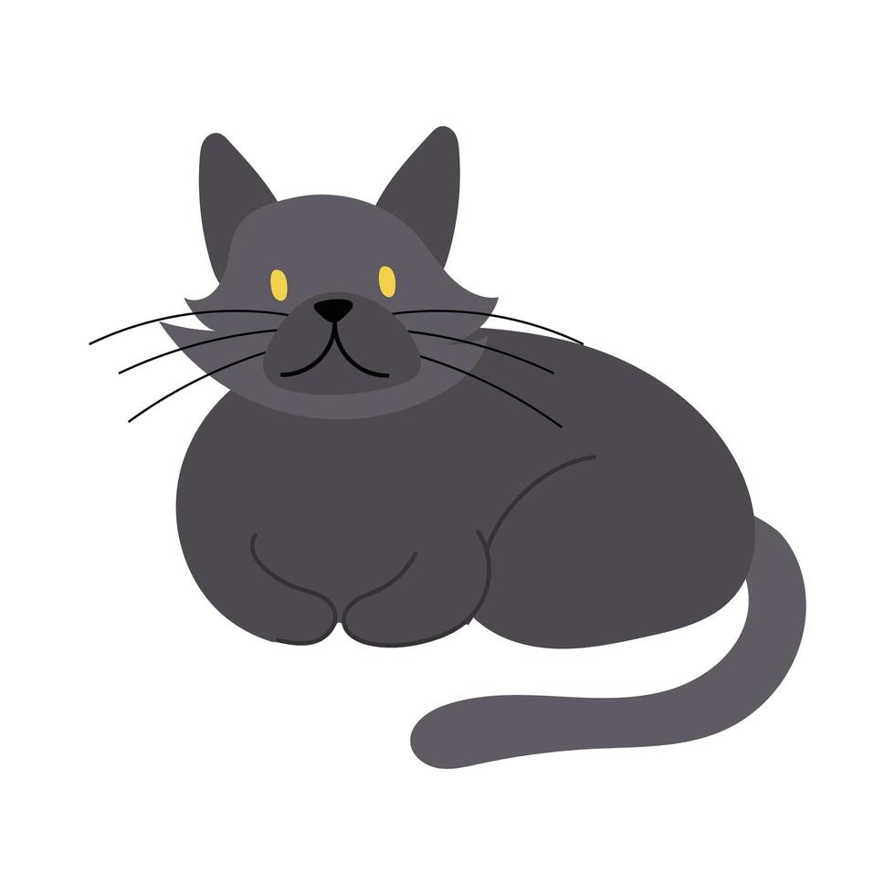 lindo gatito mascota mano dibujar icono de estilo vector