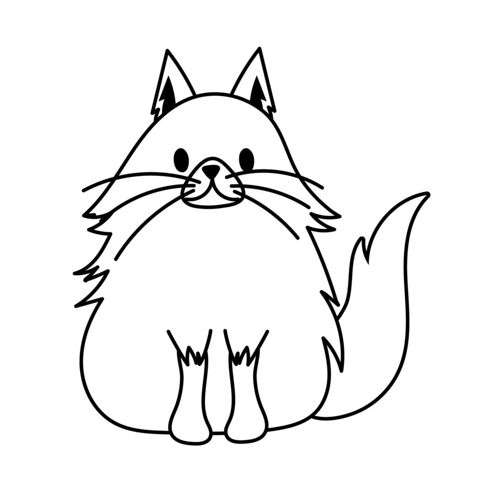 cute little cat pet line style icon vector