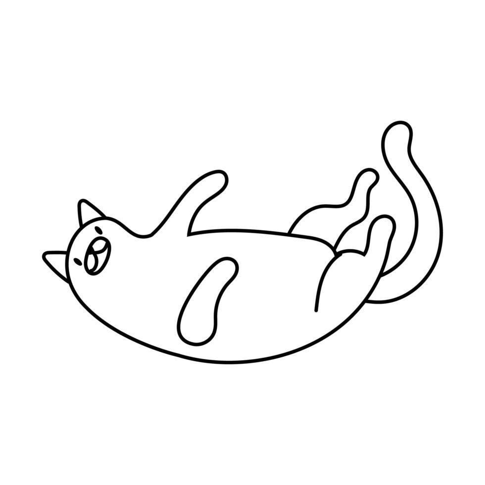 icono de estilo de línea de mascota de gato pequeño lindo vector