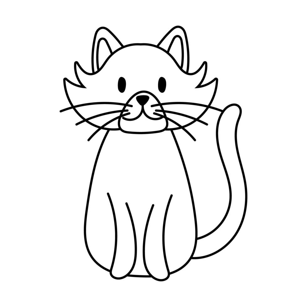 cute little cat pet line style icon vector