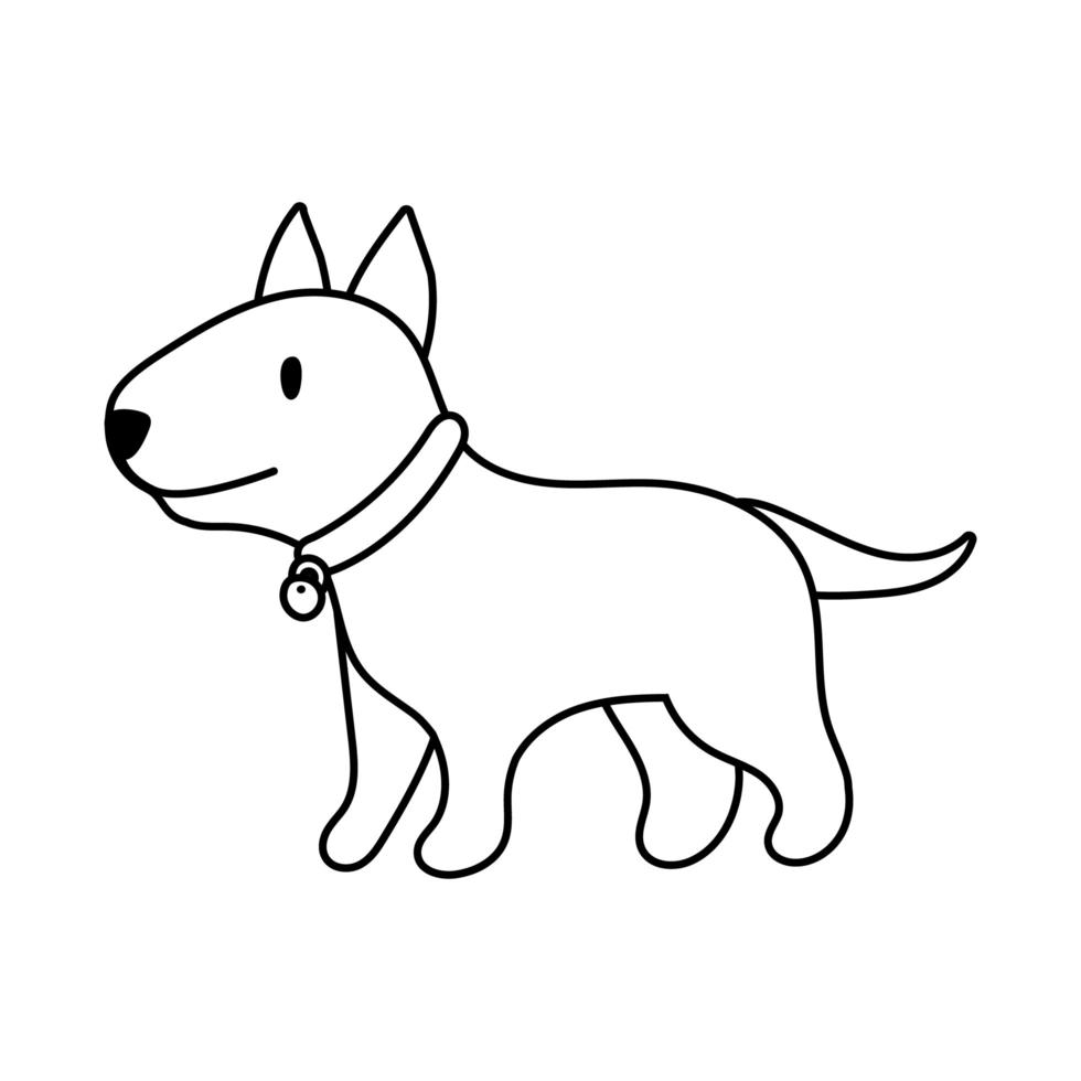 lindo perro mascota icono de estilo de línea vector