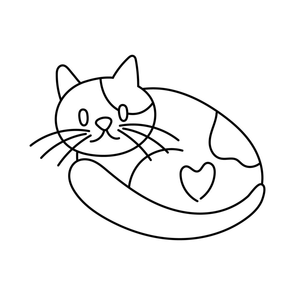 cute little cat pet line style icon vector