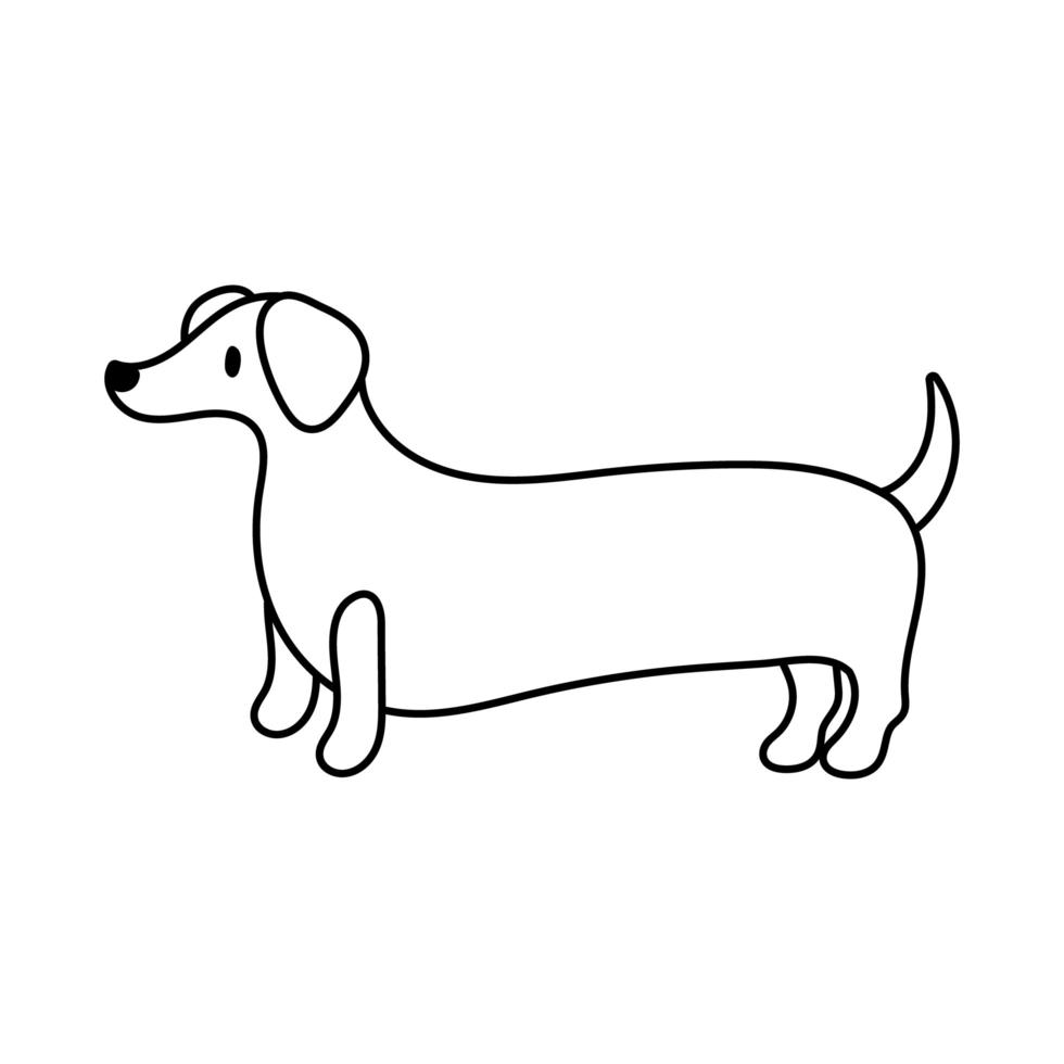 lindo perro mascota icono de estilo de línea vector