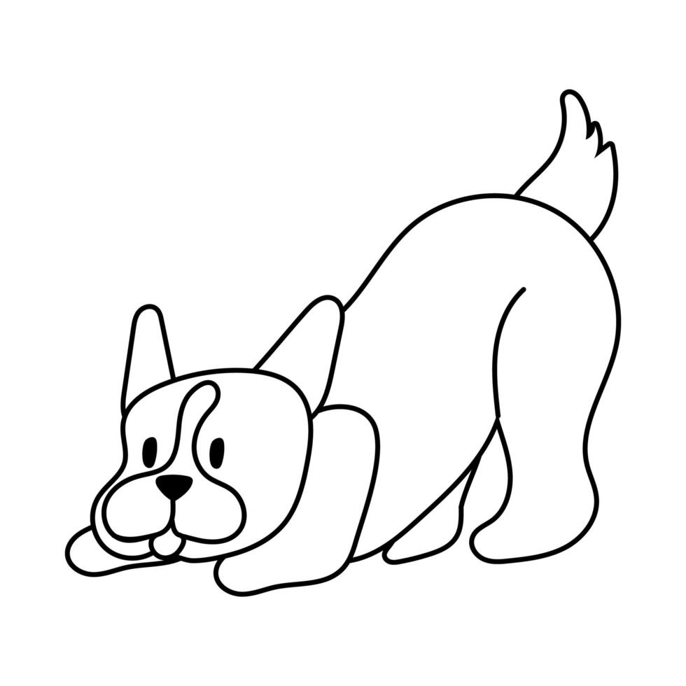 cute dog pet line style icon vector