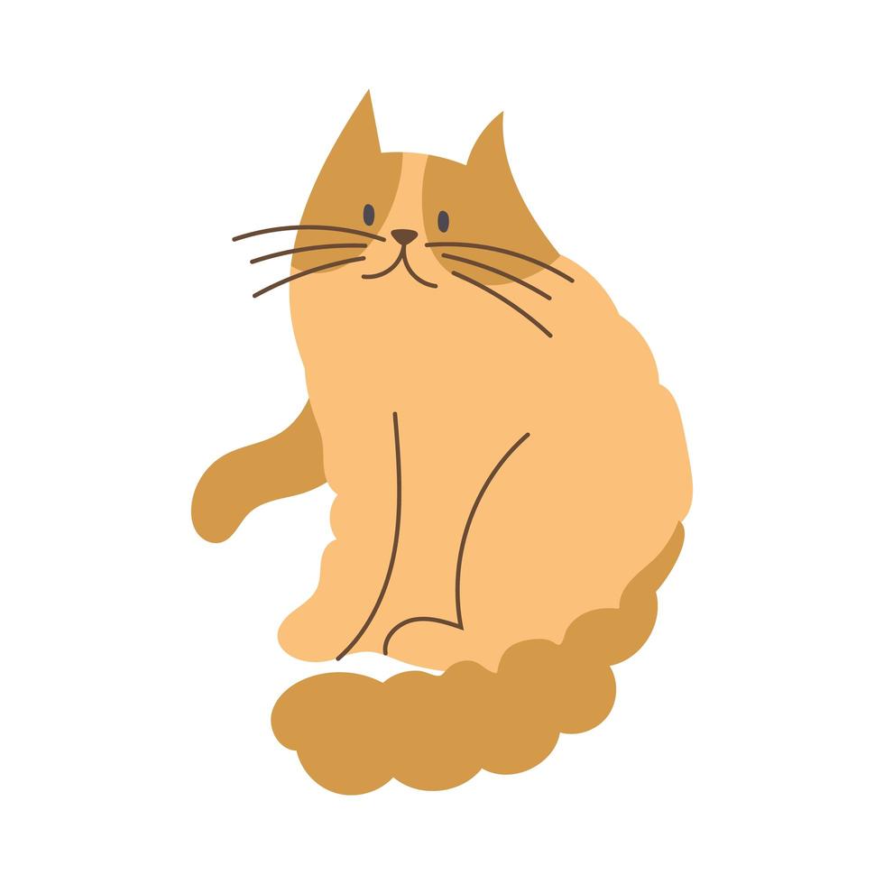 lindo gatito mascota mano dibujar icono de estilo vector