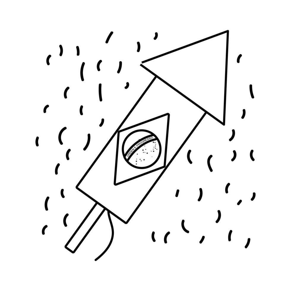 brazil flag in rocket launcher line style icon vector