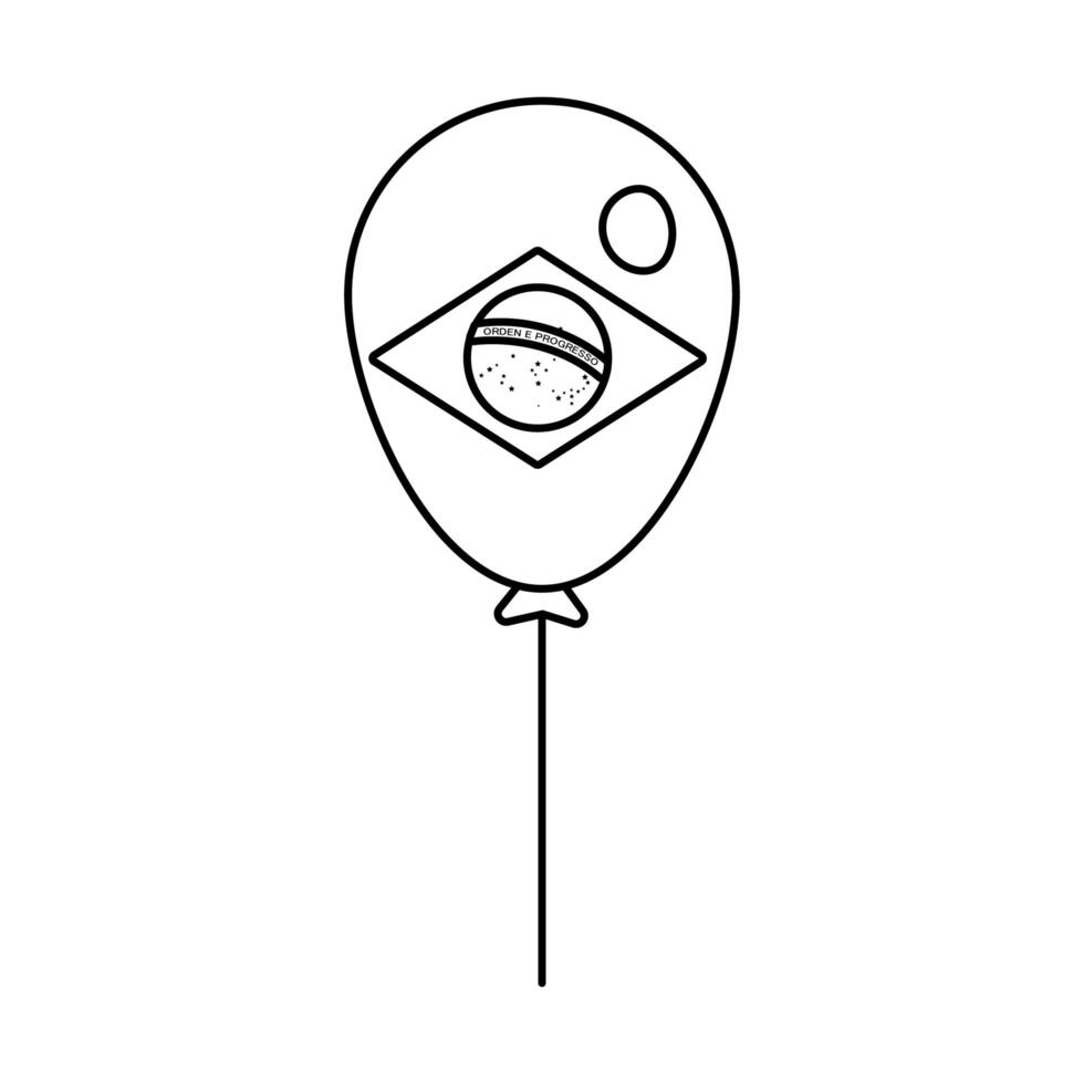 brazil flag in balloon helium line style icon vector