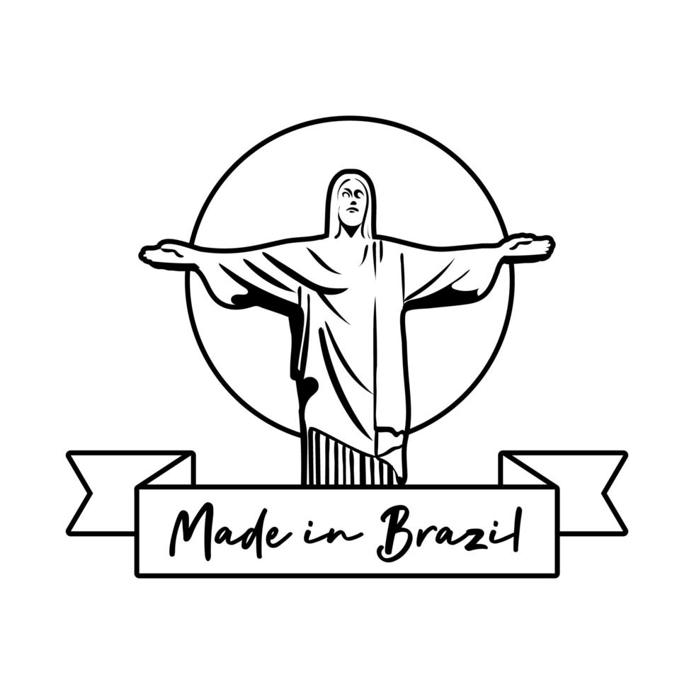 hecho en brasil estandarte con corcovade cristo vector