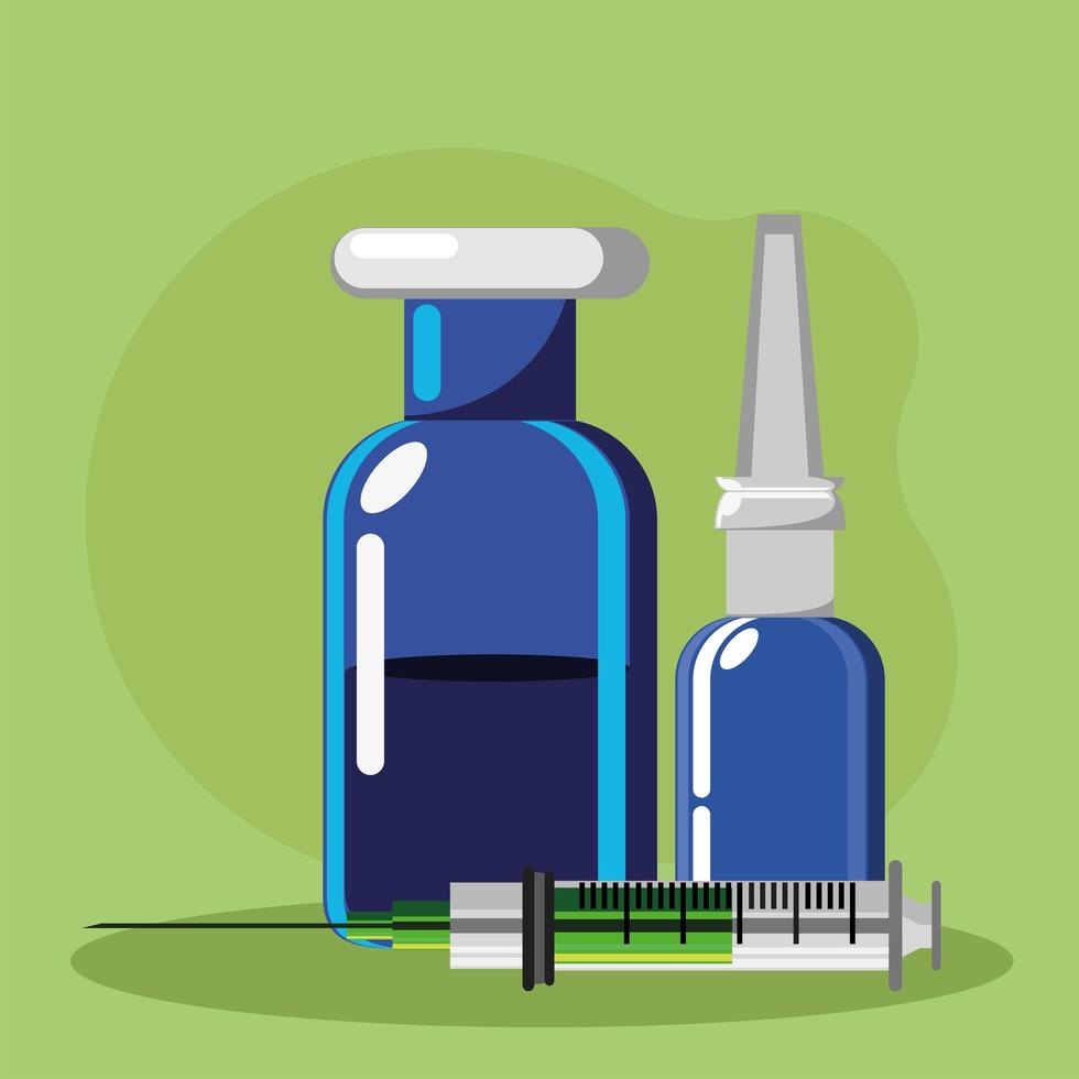 medicine vial syringe vector