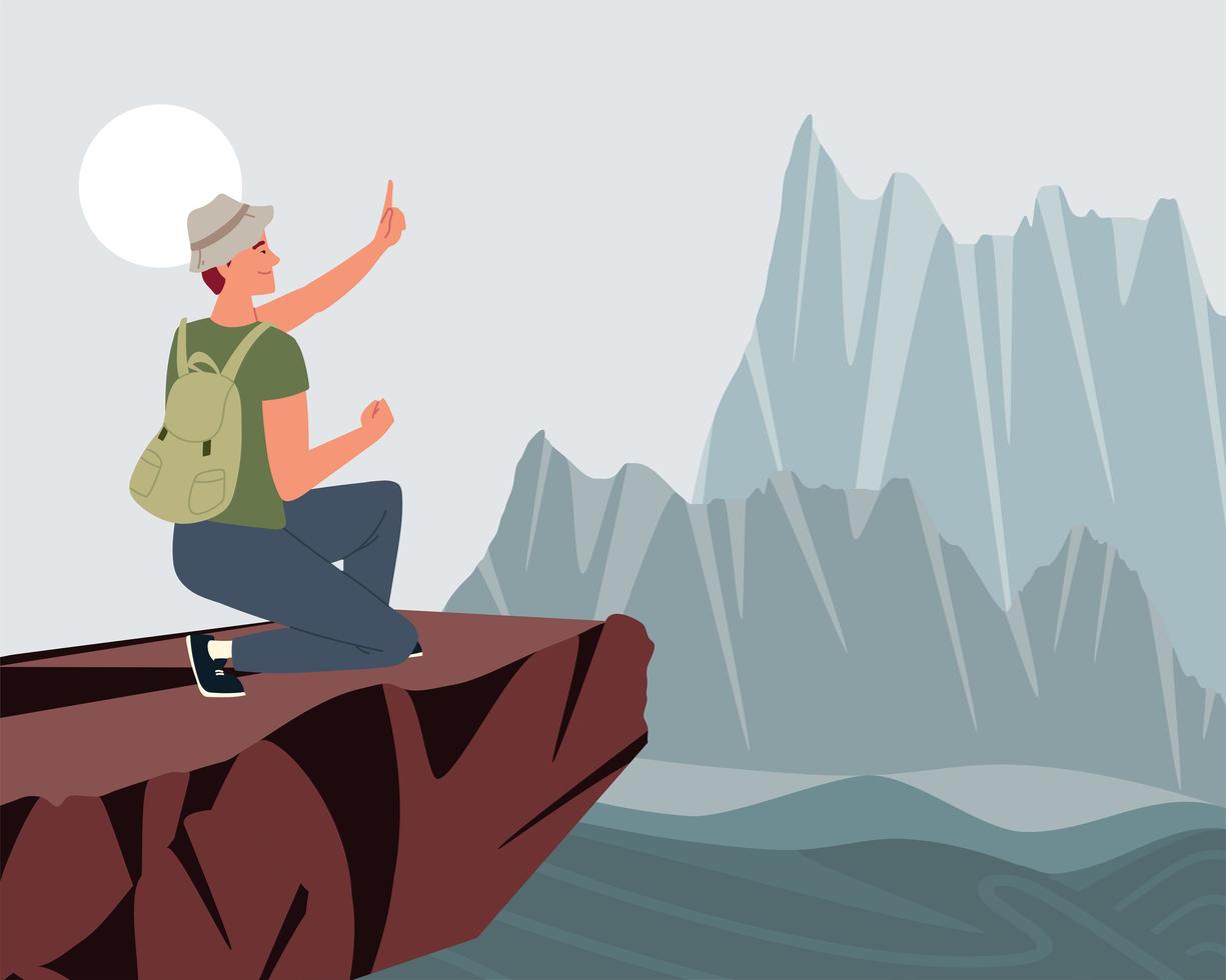 hiker is standing vector