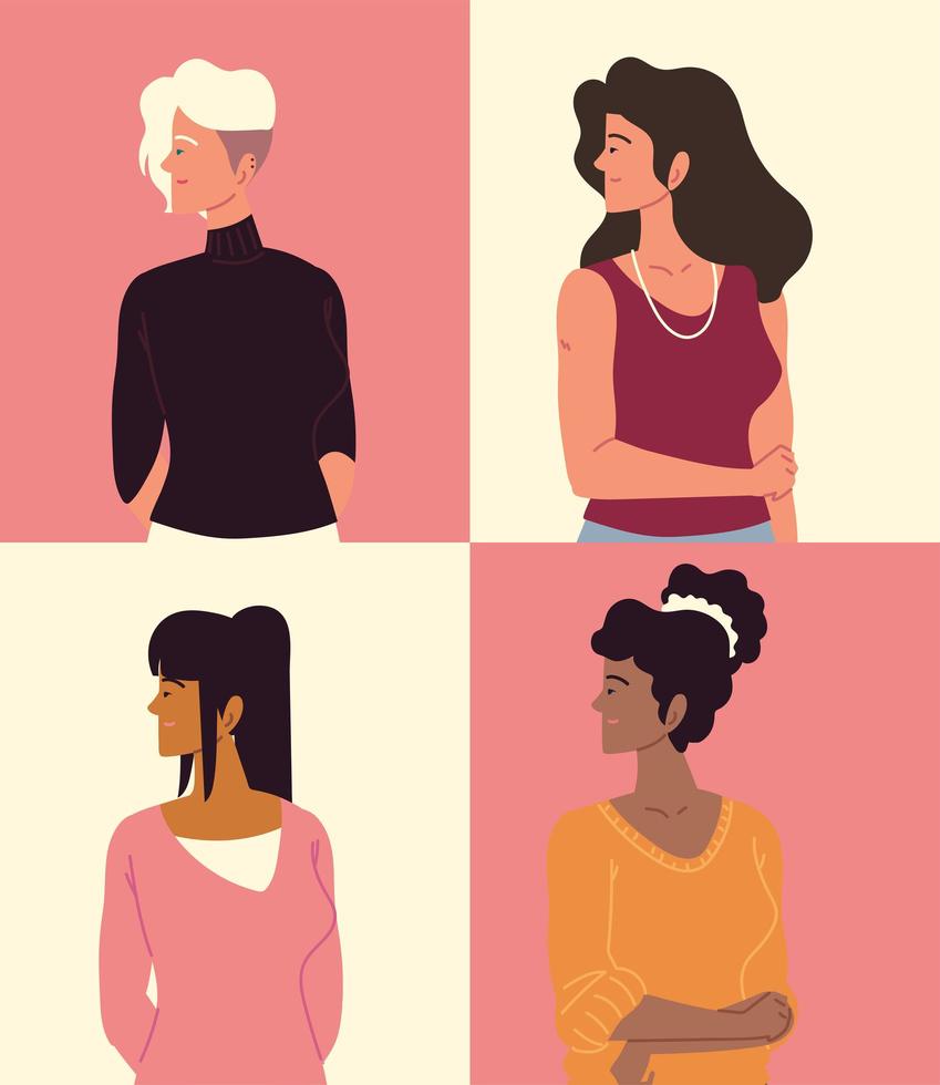 conjunto de mujeres jóvenes vector