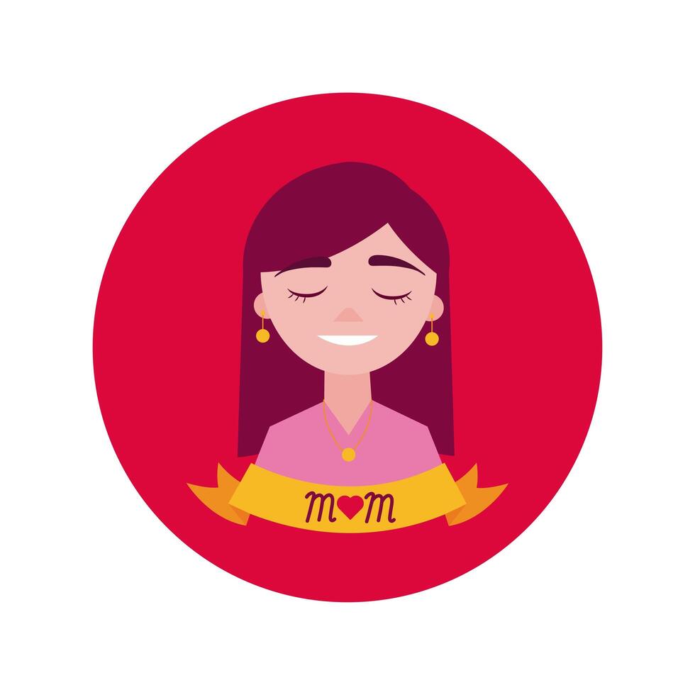 mother day mom character block and flat style icon vector