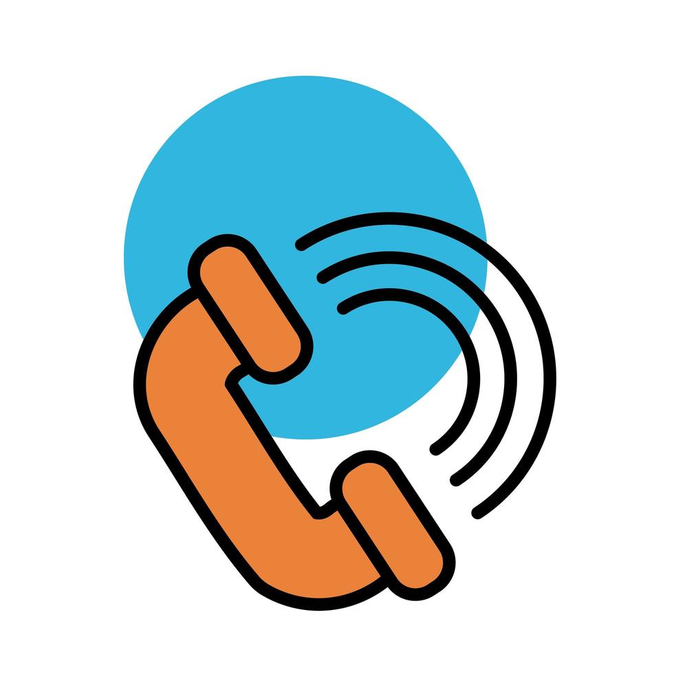línea de llamada de servicio telefónico e icono de estilo de relleno vector