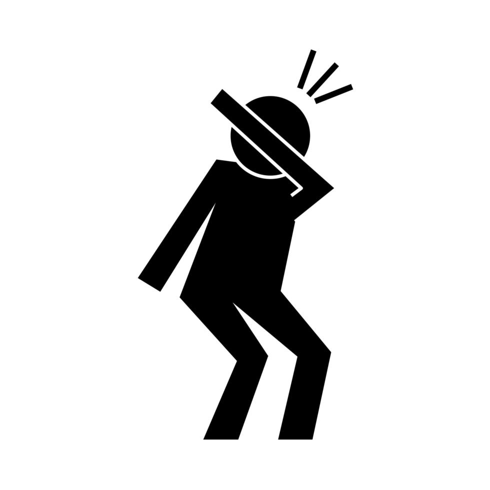human figure coughing in elbow health pictogram silhouette style vector