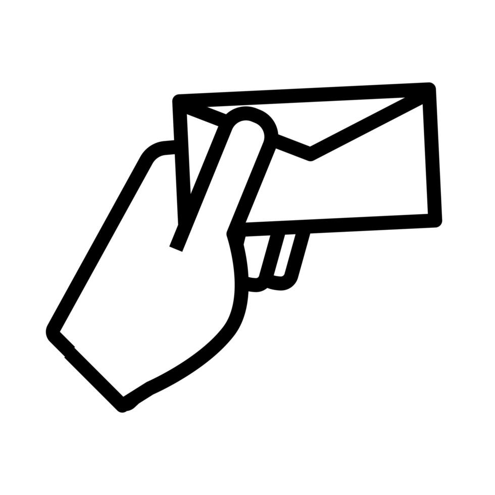 hand with envelope mail flat style icon vector