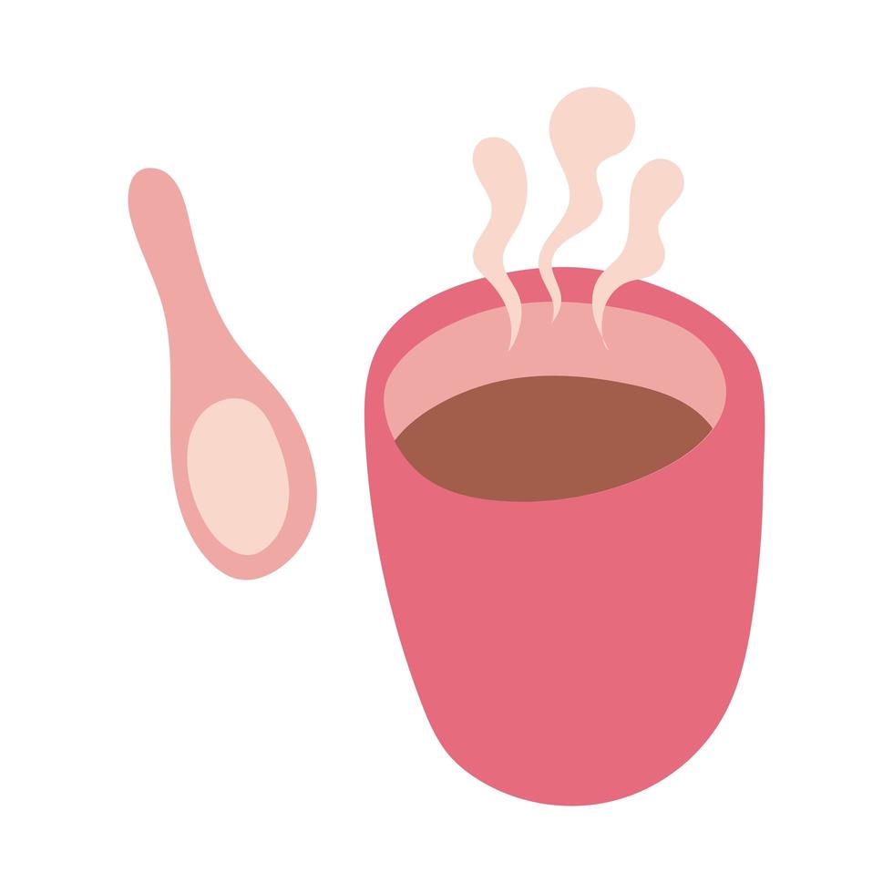 taza de café bebida con cuchara icono de estilo de forma libre vector