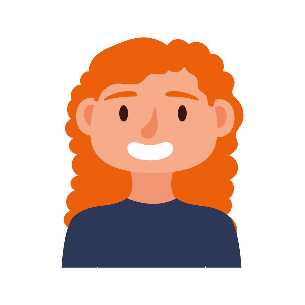 young woman with orange hair avatar character vector