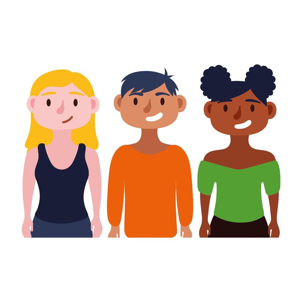 young interracial people avatars characters vector