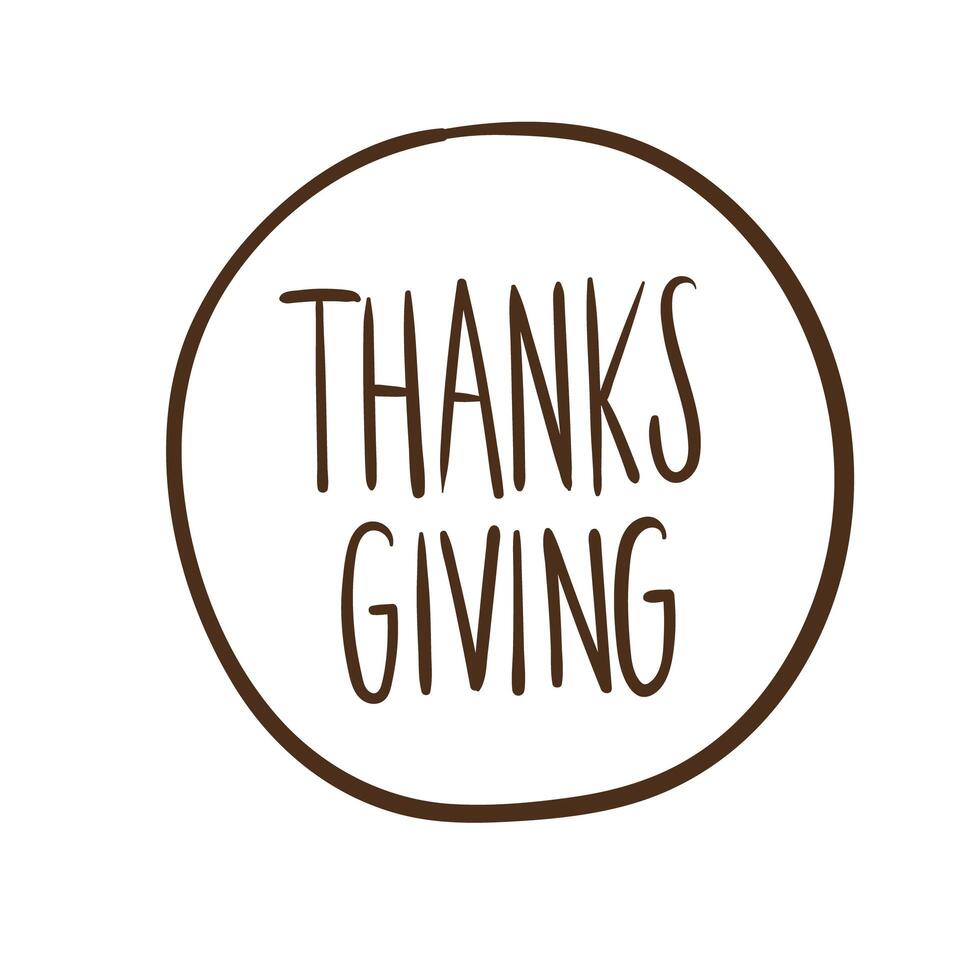 happy thanksgiving day celebration lettering line style vector