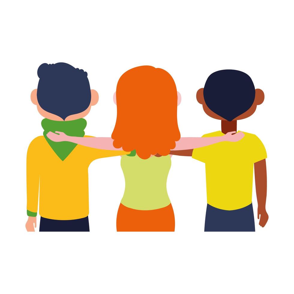 young interracial people avatars characters vector