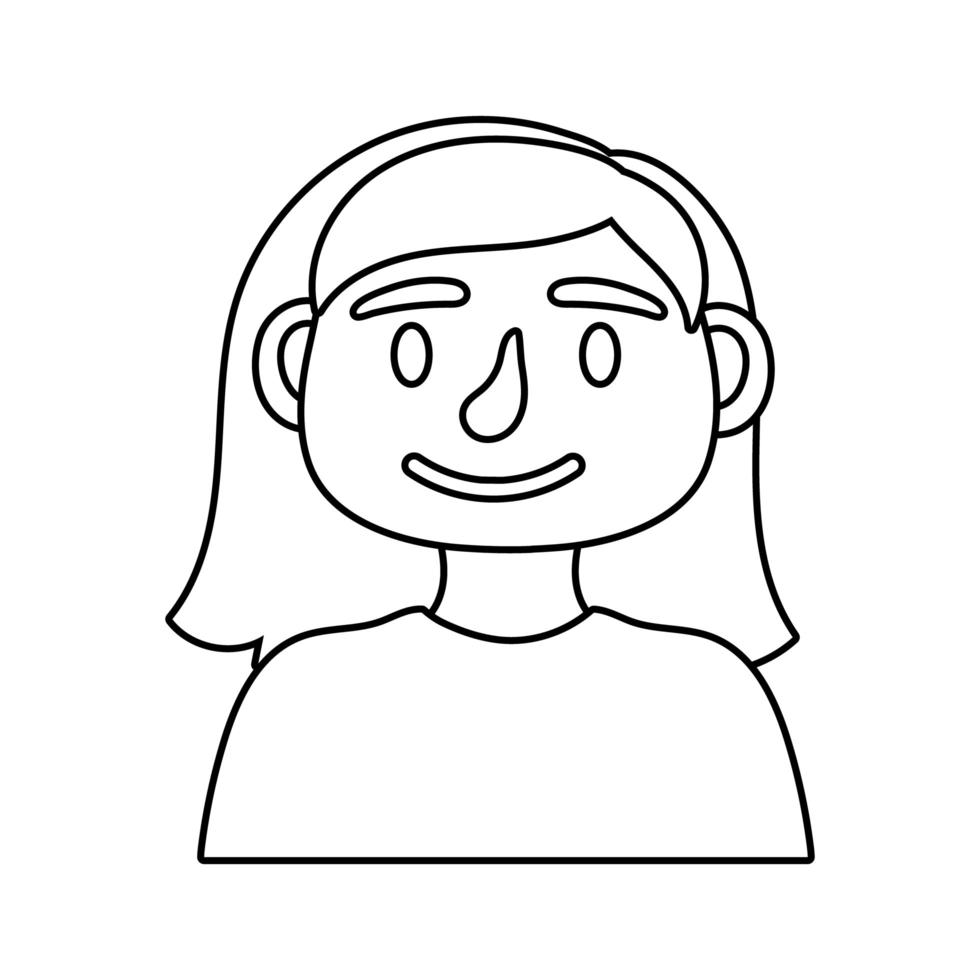icono de estilo de línea de personaje de avatar de mujer joven vector
