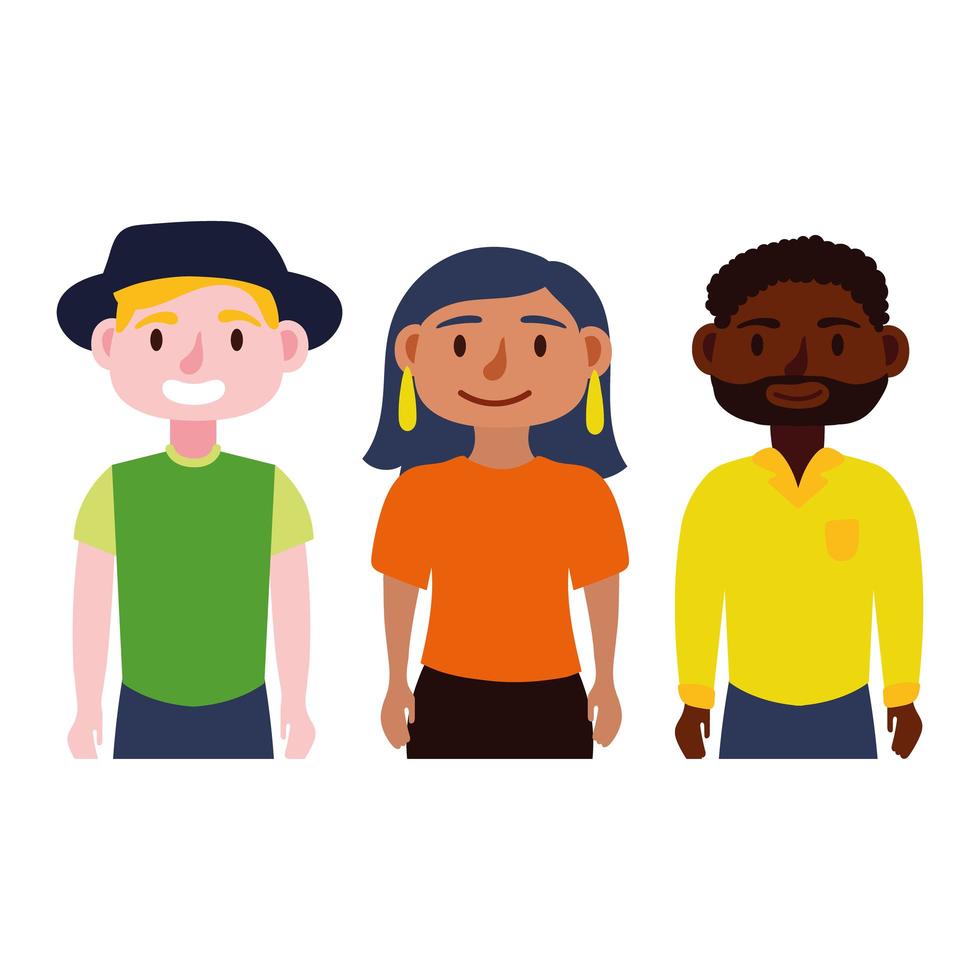 personajes de avatares de personas interraciales jóvenes vector