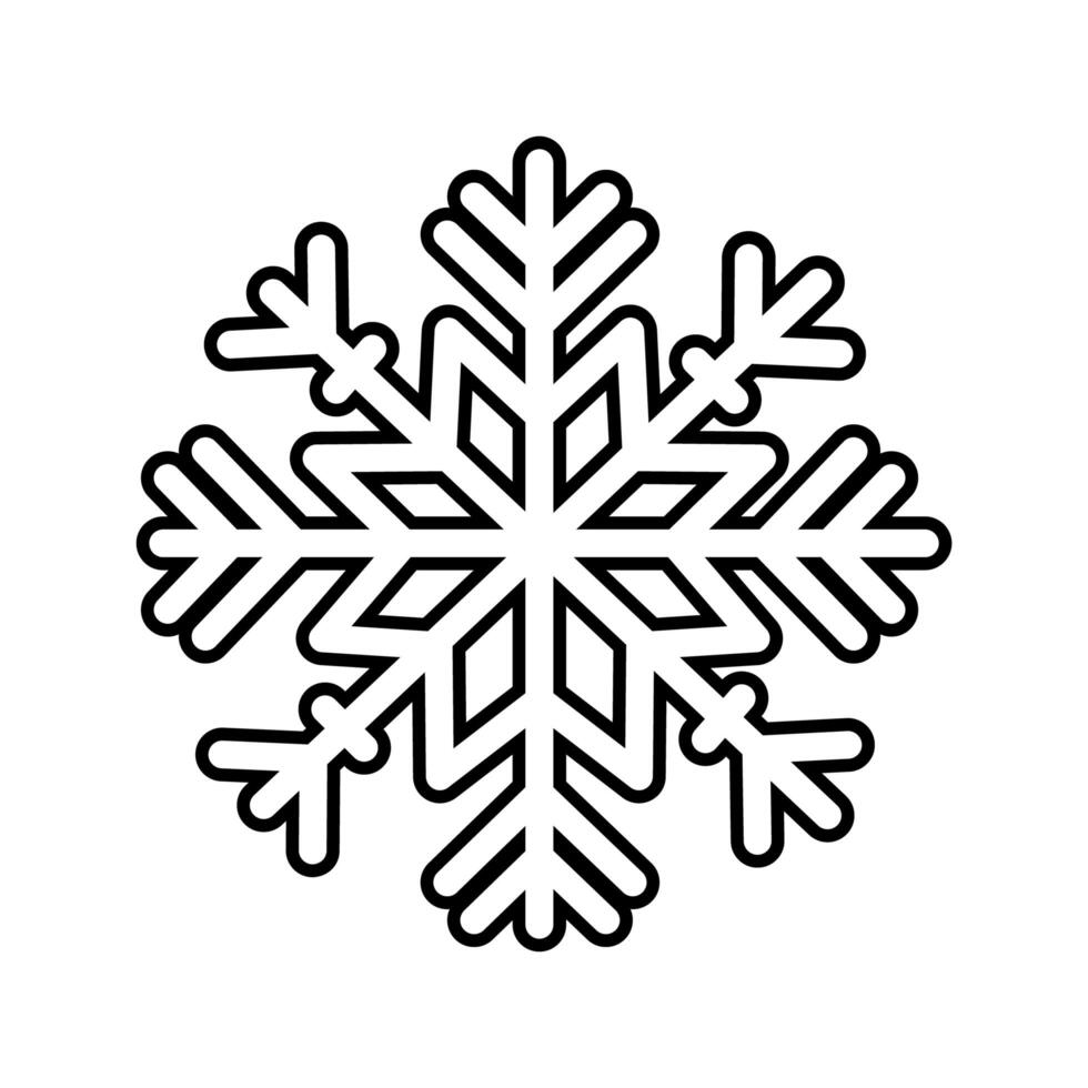 icono de estilo de línea de copo de nieve feliz feliz navidad vector