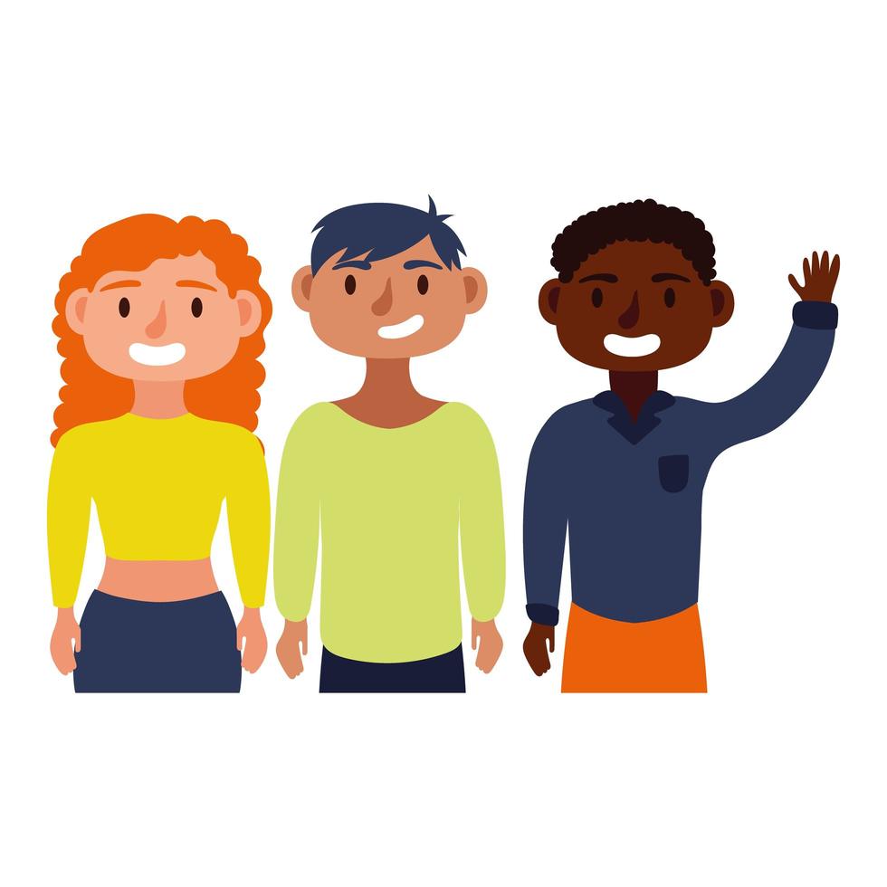 young interracial people avatars characters vector