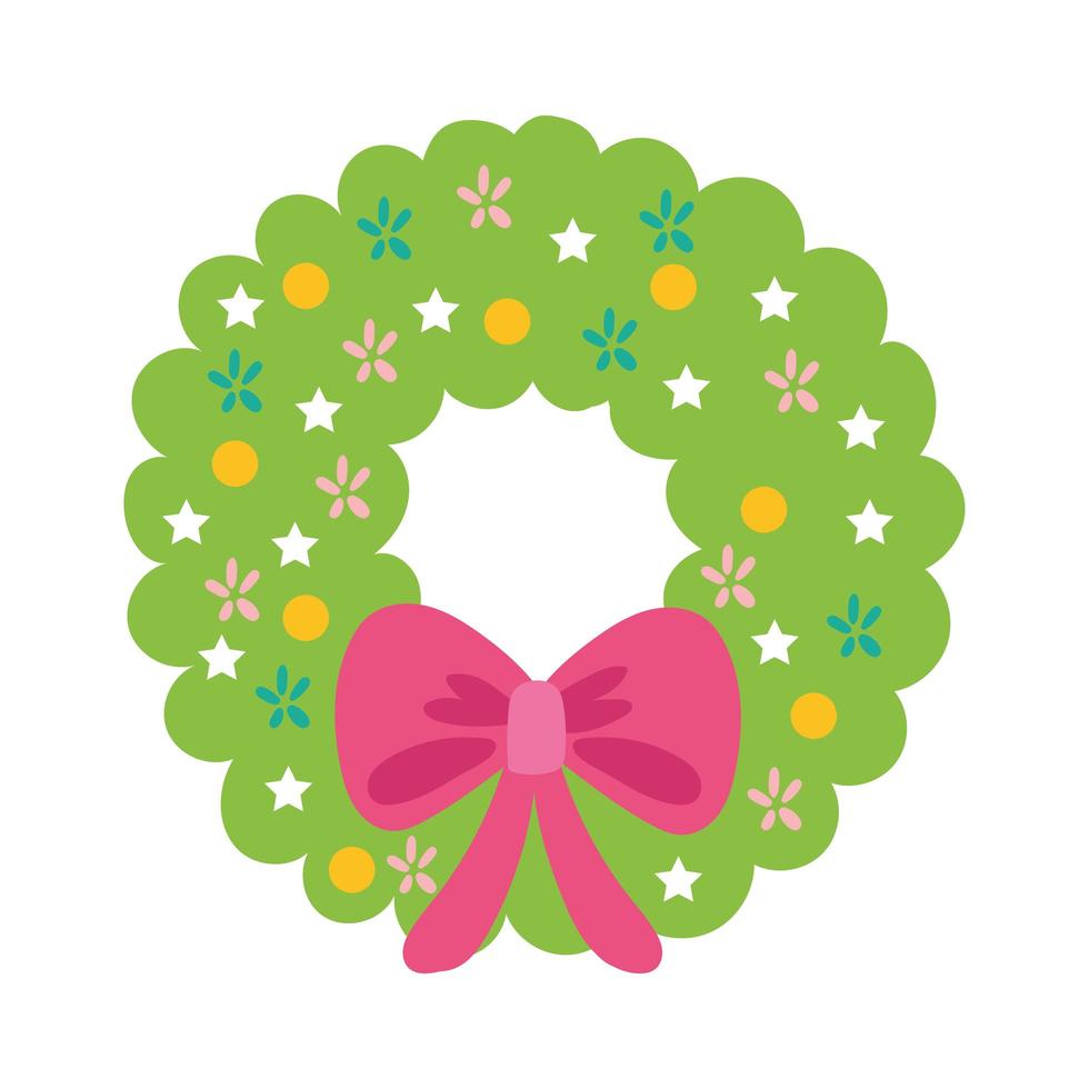 cute wreath christmas decoration isolated icon vector