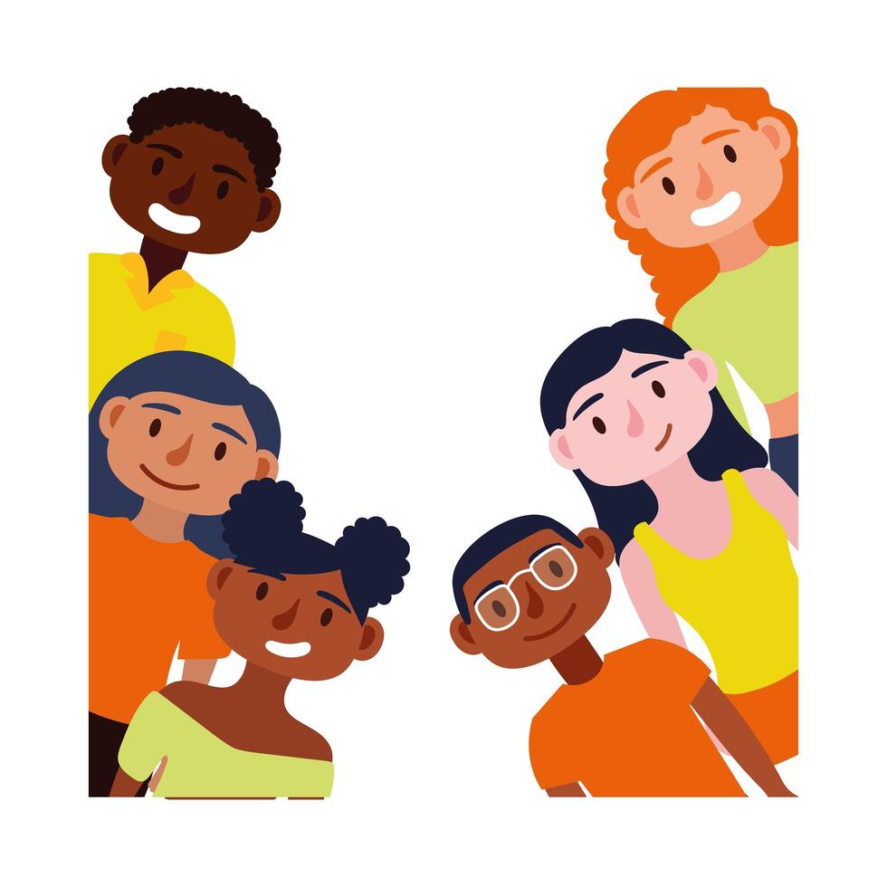 young interracial people avatars characters vector