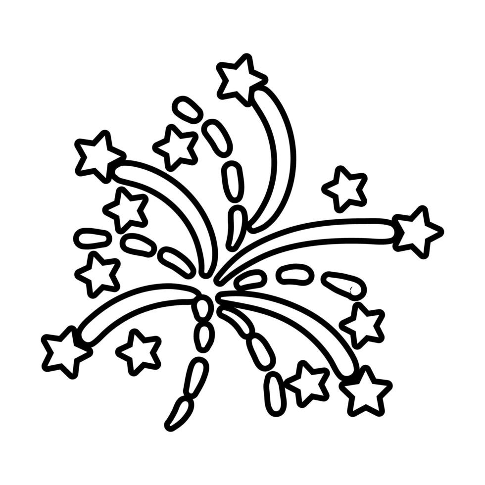 happy merry christmas fireworks line style icon vector