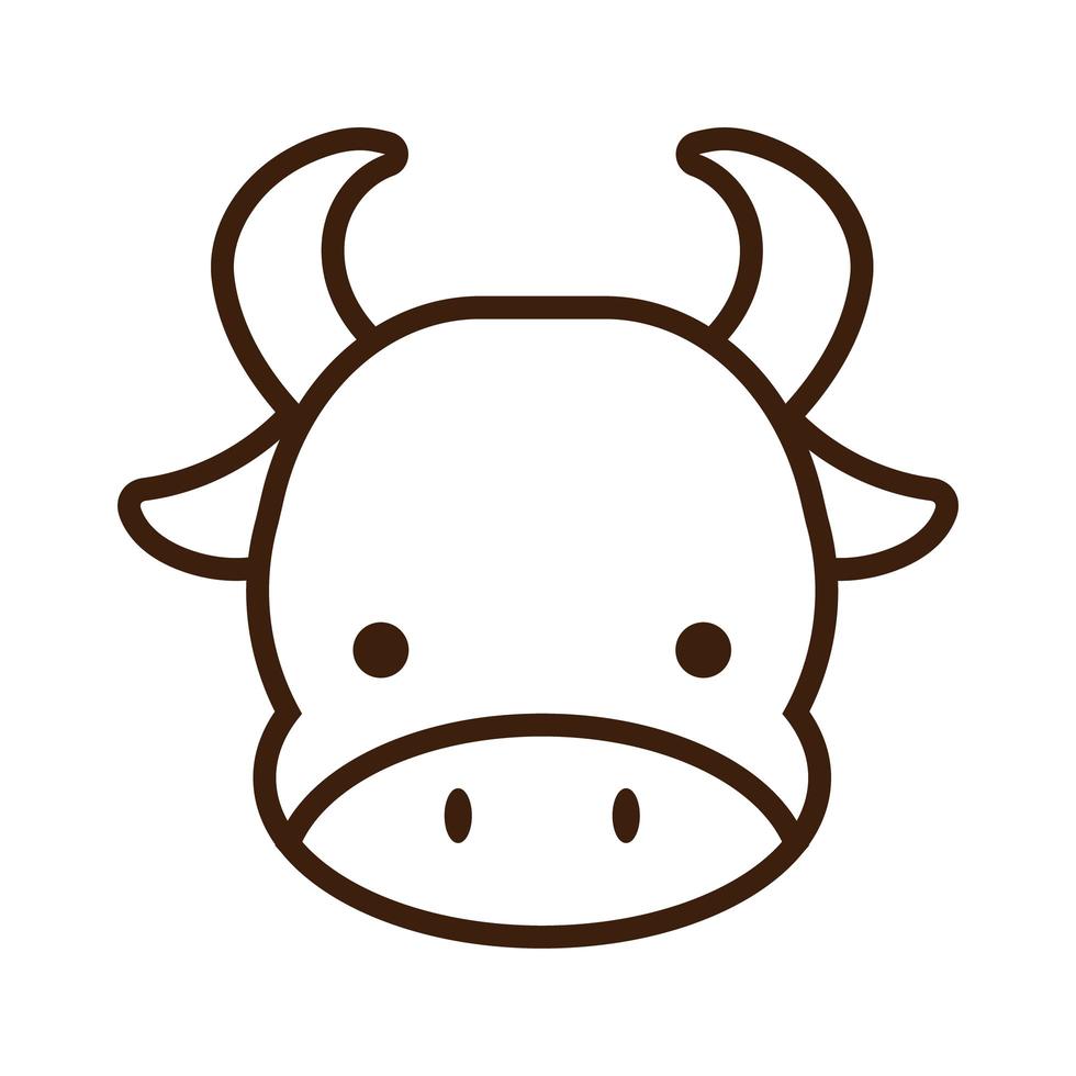 cute little bull kawaii animal line style vector