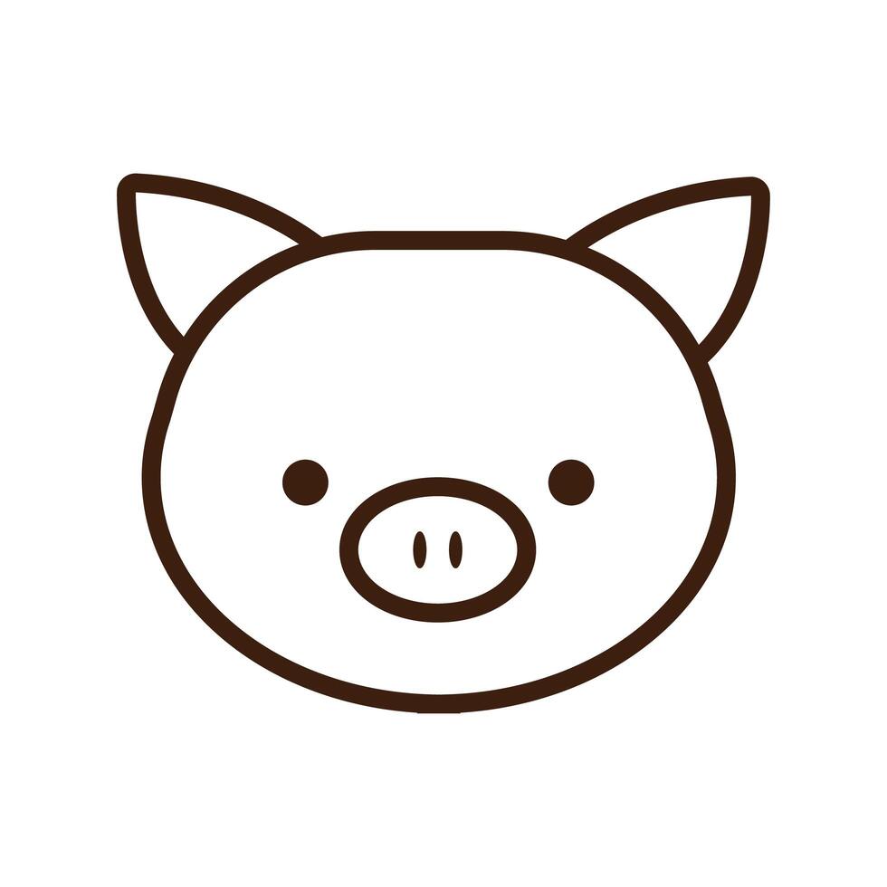 lindo cerdito kawaii estilo de línea animal vector