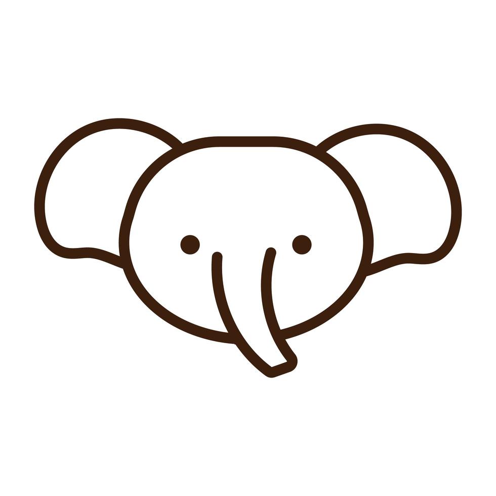 lindo elefante pequeño estilo de línea animal kawaii vector
