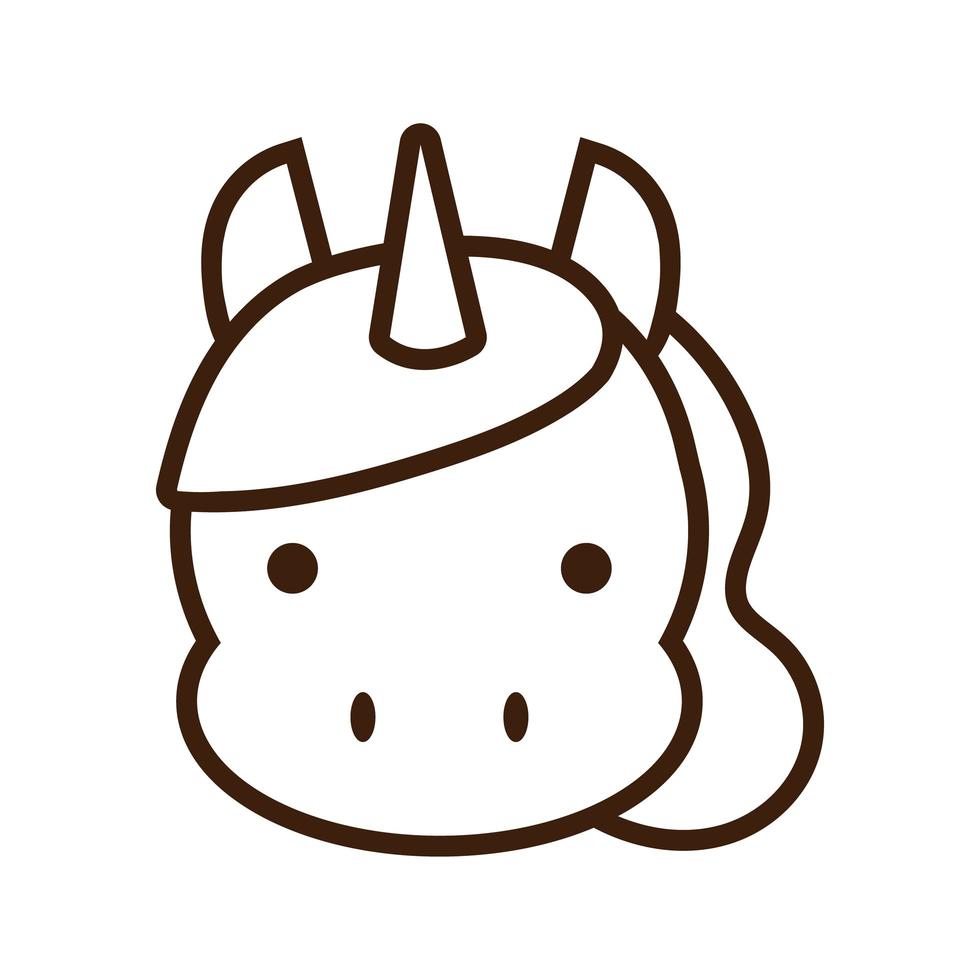 lindo y pequeño unicornio kawaii estilo de línea animal vector