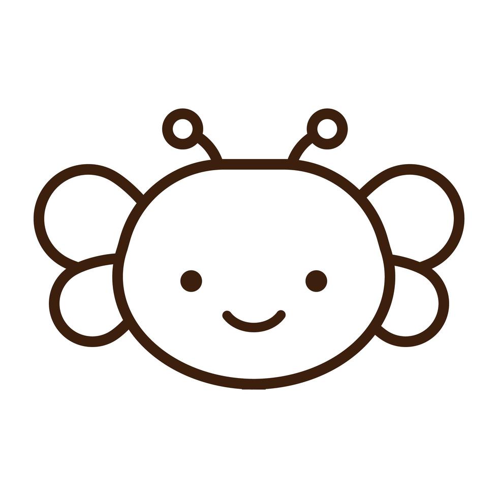 cute little butterfly kawaii animal line style vector