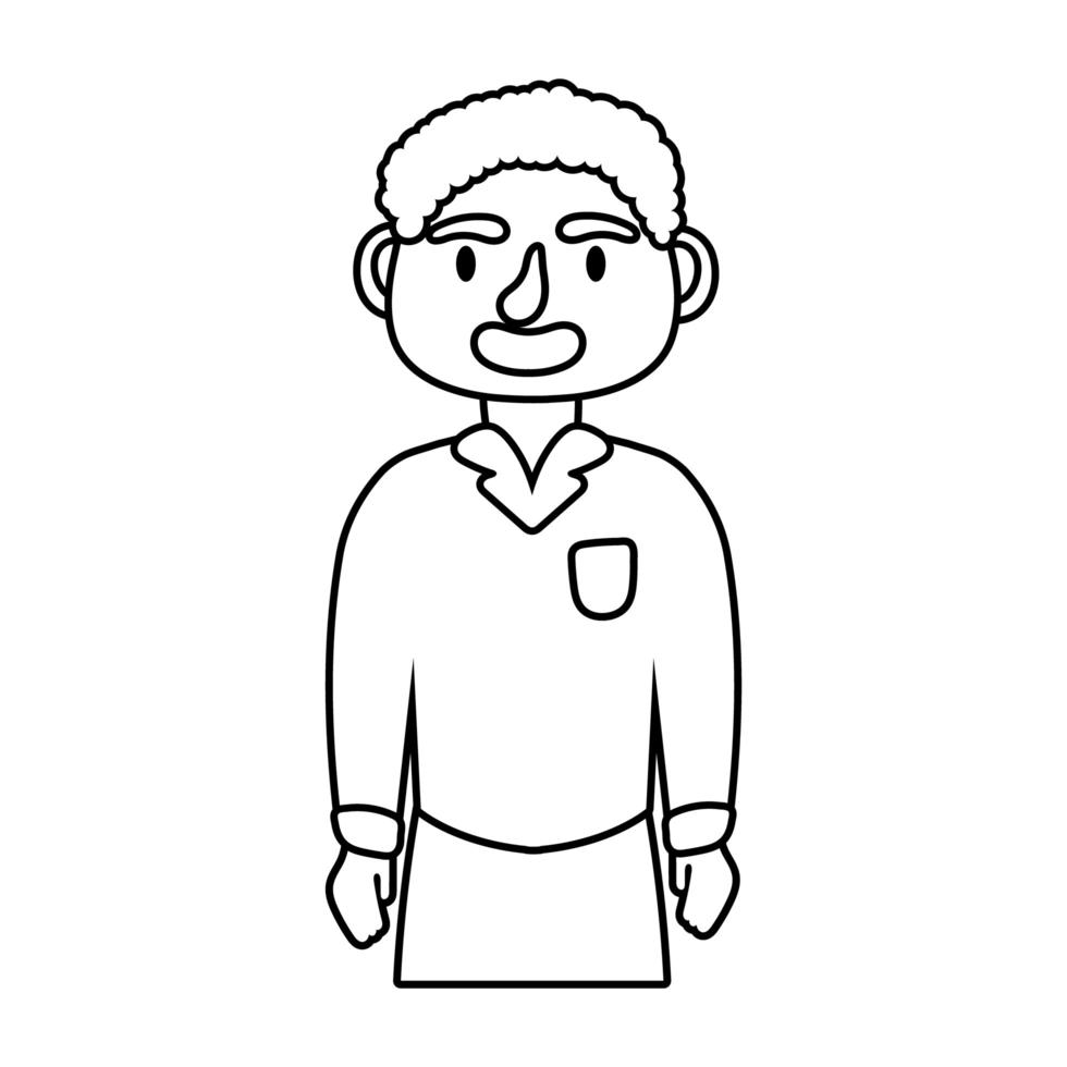 young man avatar character line style icon vector