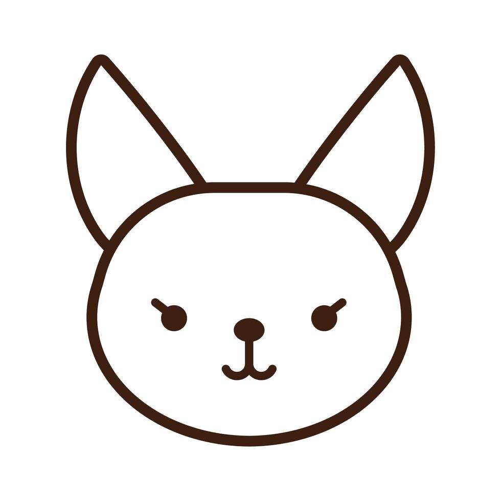 lindo conejo kawaii estilo de línea animal vector