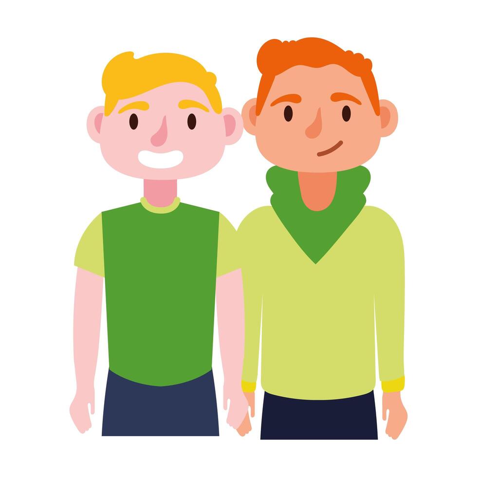 young men avatars characters icon vector