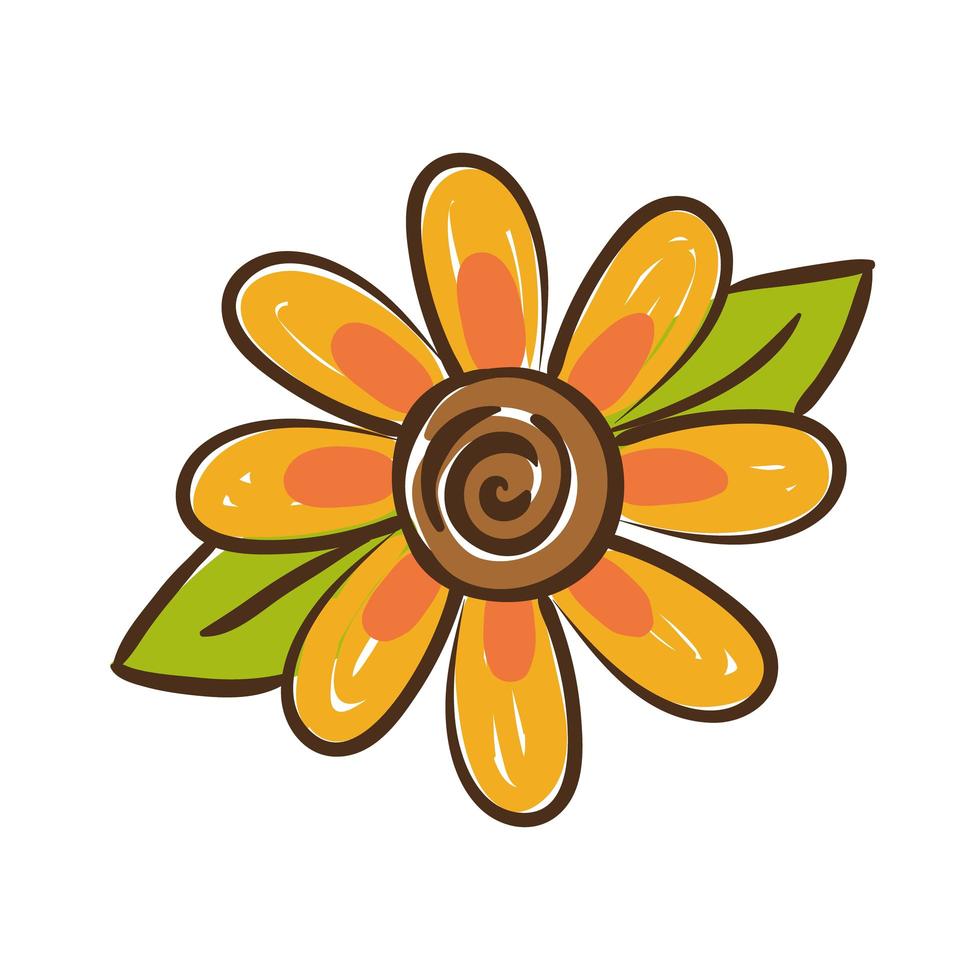 sunflower plant hand draw style icon vector