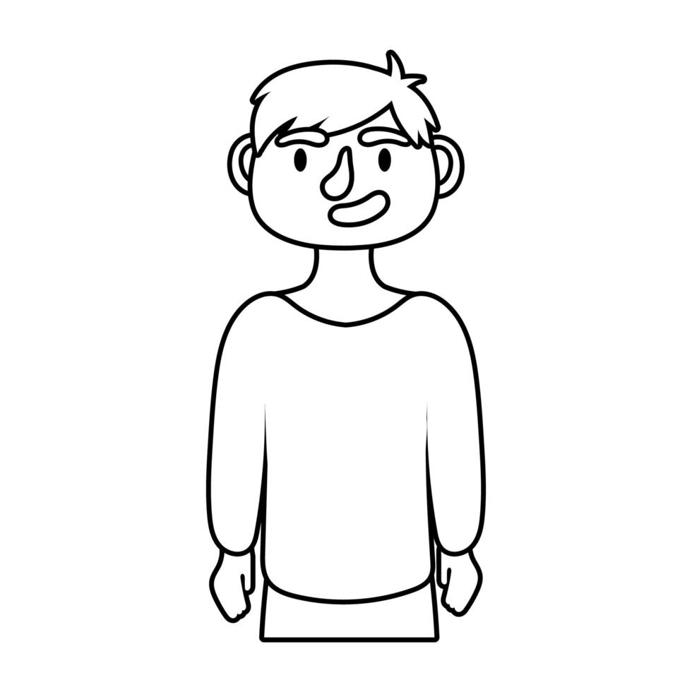 icono de estilo de línea de personaje de avatar de hombre joven vector