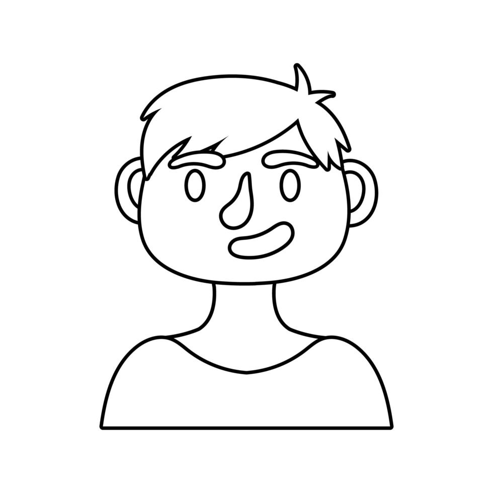 icono de estilo de línea de personaje de avatar de hombre joven vector