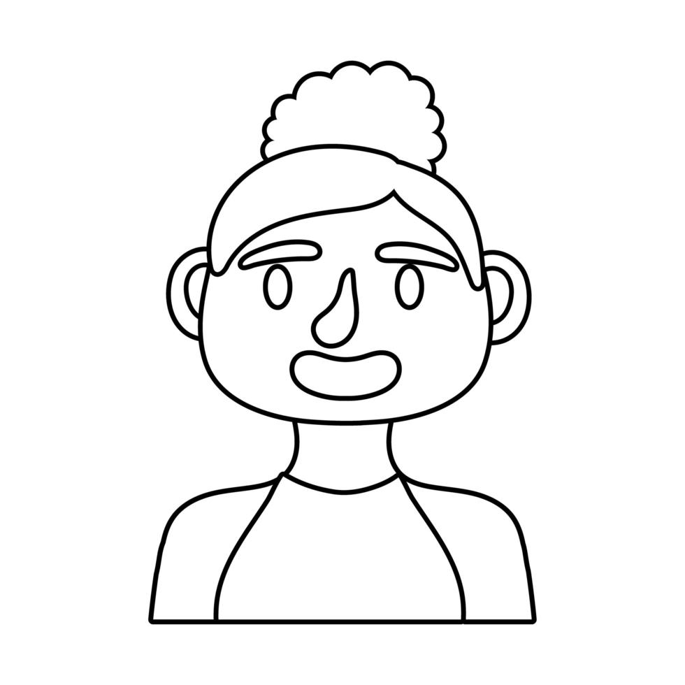 young woman avatar character line style icon vector