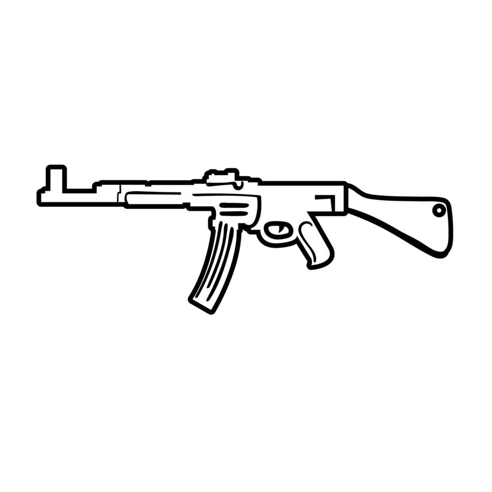 icono de estilo de línea de guerra de arma de rifle vector